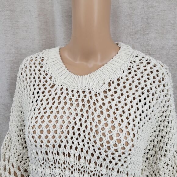 Zara The Bucket List Cream Loose Knot Boxy Sweater Women's Size Medium - Picture 3 of 9